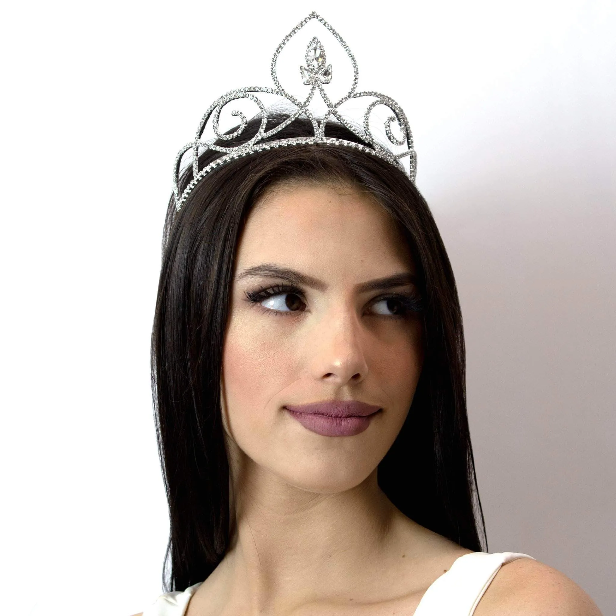 #14085 PointedNavette Tiara with Combs - 3.25"