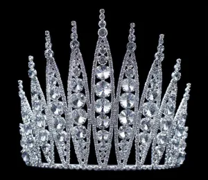 #16675 - Extra Large Rivoli Burst Tiara with Combs - 7" tall