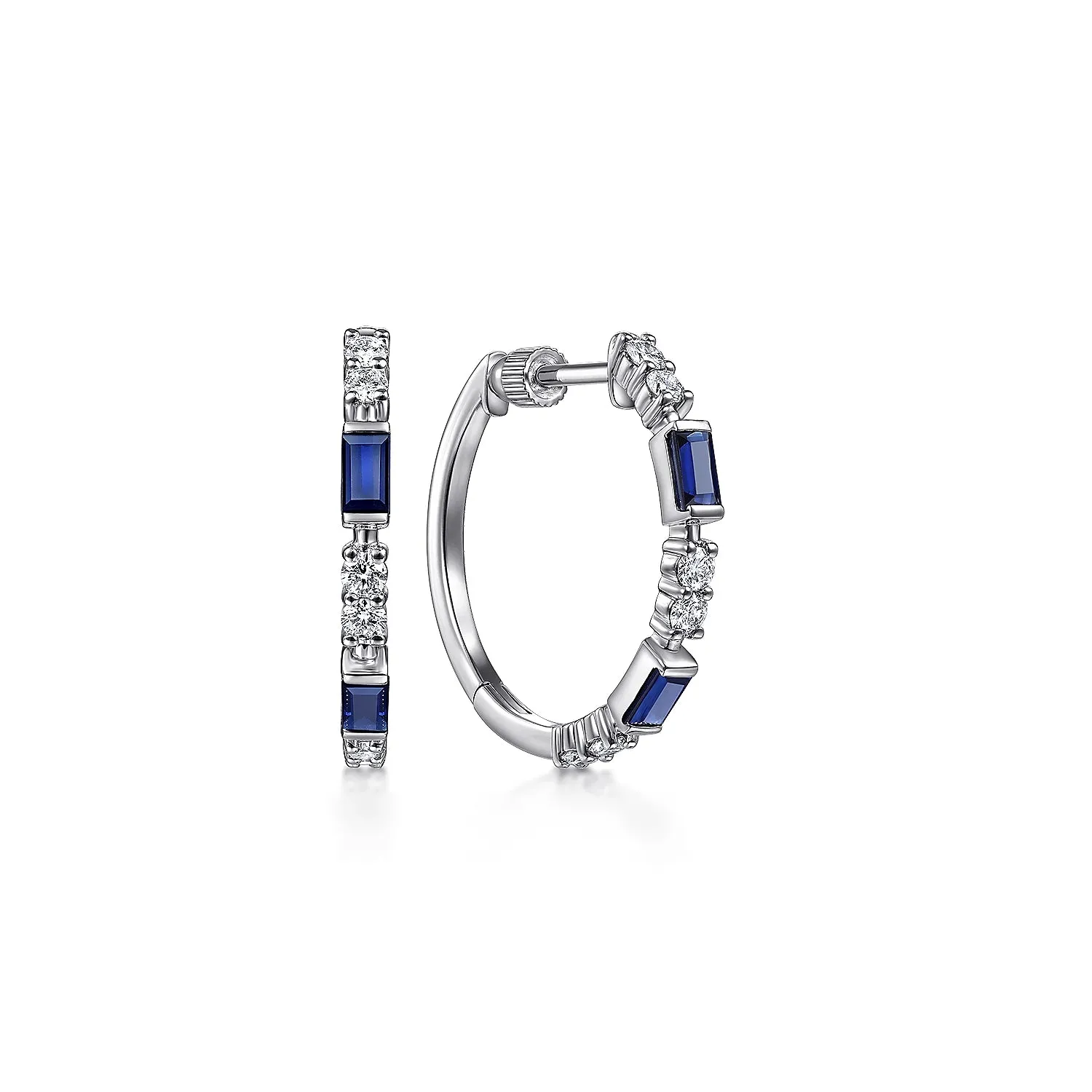 20mm Gemstone and Diamond Hoop Earrings