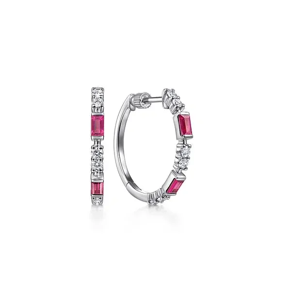 20mm Gemstone and Diamond Hoop Earrings