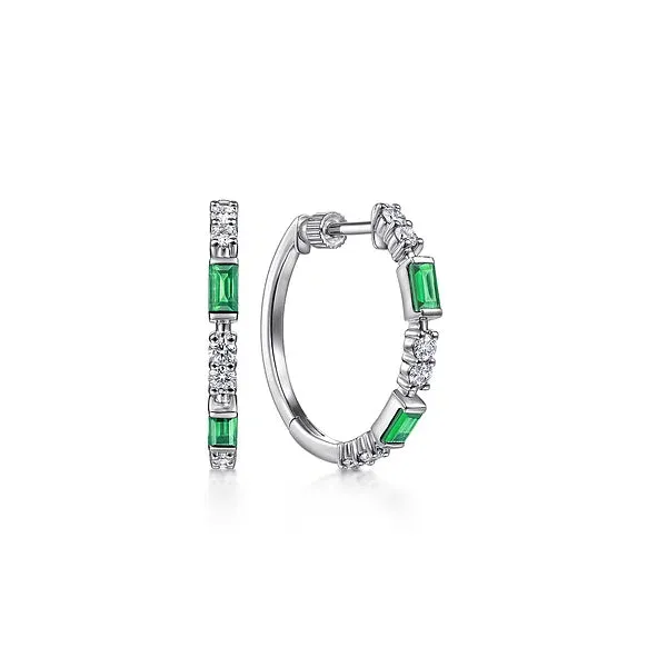 20mm Gemstone and Diamond Hoop Earrings