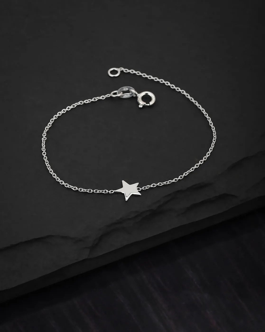 Carlton London 925 Sterling Silver Rhodium Plated With  Star Charm Bracelet