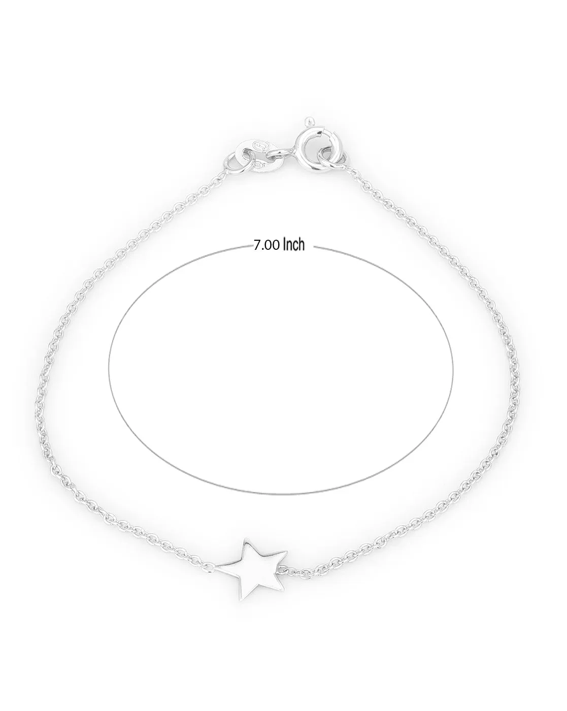 Carlton London 925 Sterling Silver Rhodium Plated With  Star Charm Bracelet
