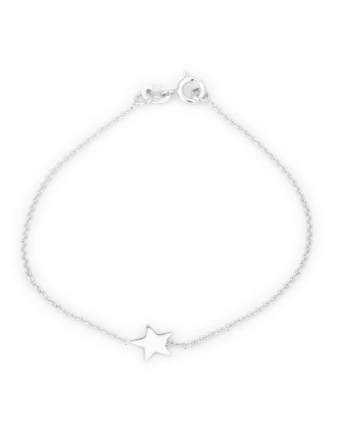 Carlton London 925 Sterling Silver Rhodium Plated With  Star Charm Bracelet