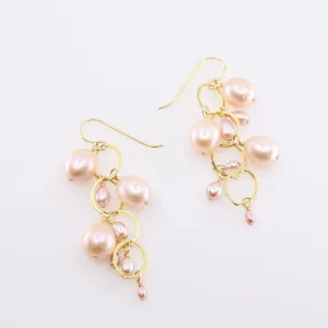 Cascading Pink Pearl Drop Earrings