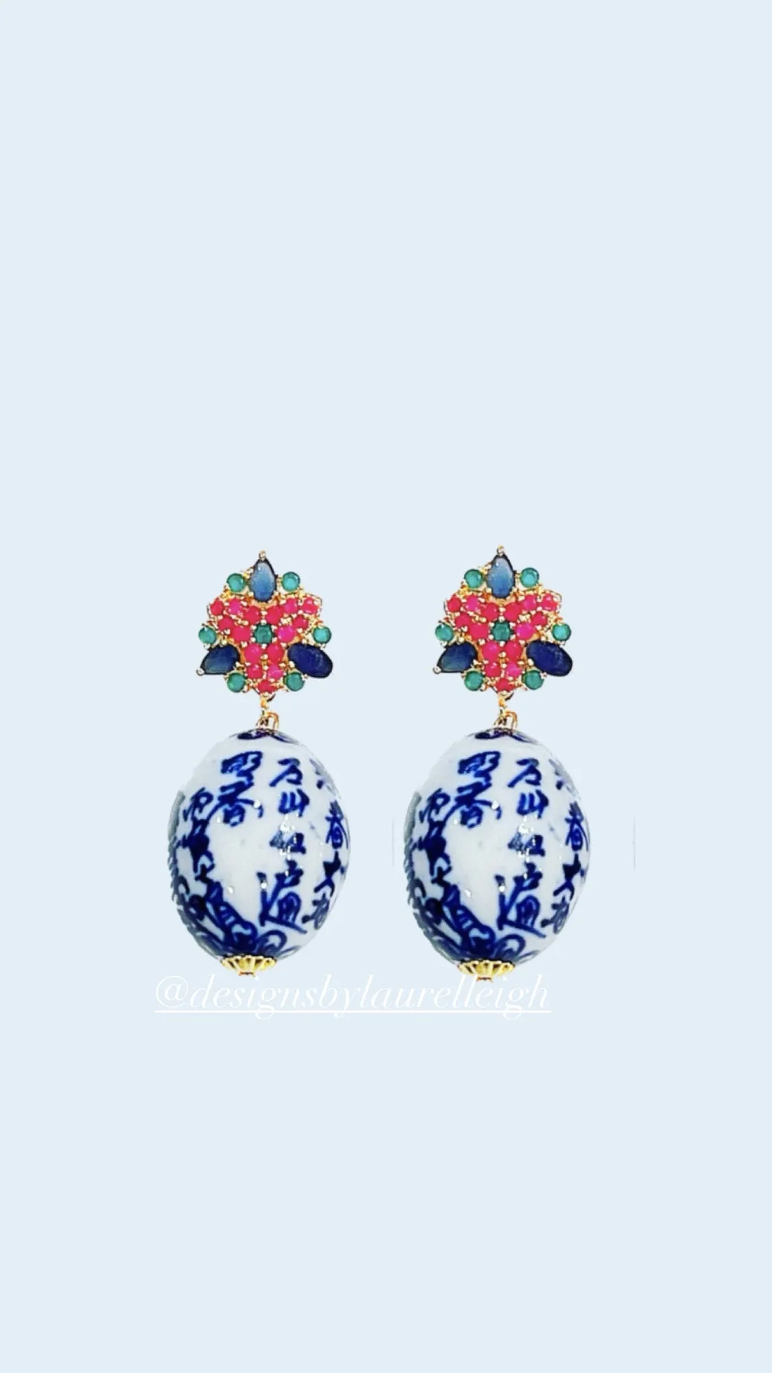 Chinoiserie Multicolor Gemstone Bouquet Earrings