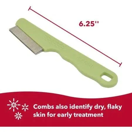Coastal Pet Safari Dog Double Row Flea Comb - Helps Dry Skin - Dog Flea Comb for Flea Prevention and Detection in Pets with Short and Long Hair - One Size