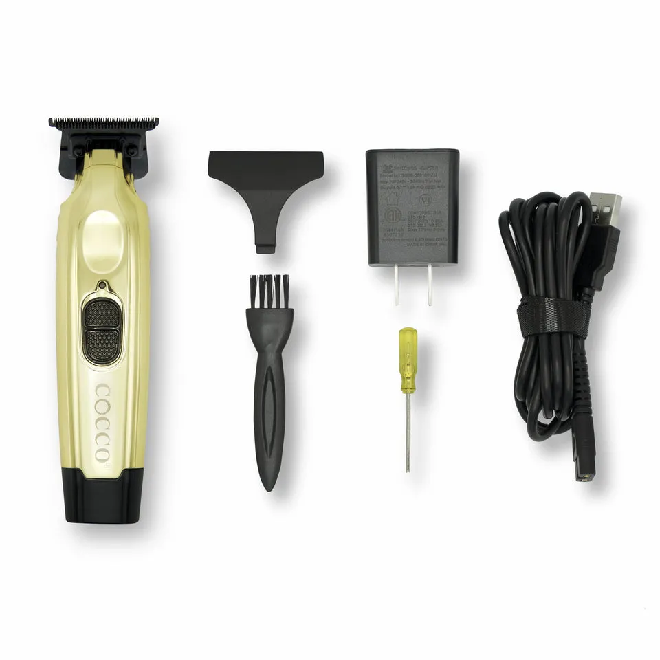 Cocco Veloce Pro Cordless Trimmer w/ Digital Gap Ambassador DLC Blade   Black Charging Stand (CVPT) Gold