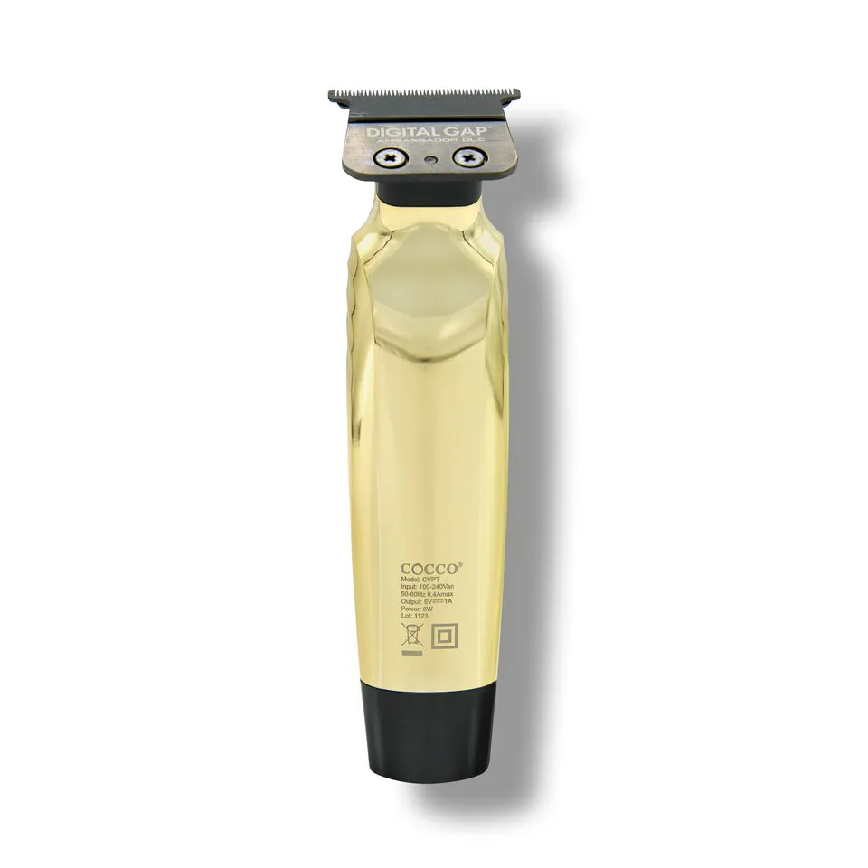 Cocco Veloce Pro Cordless Trimmer w/ Digital Gap Ambassador DLC Blade   Black Charging Stand (CVPT) Gold