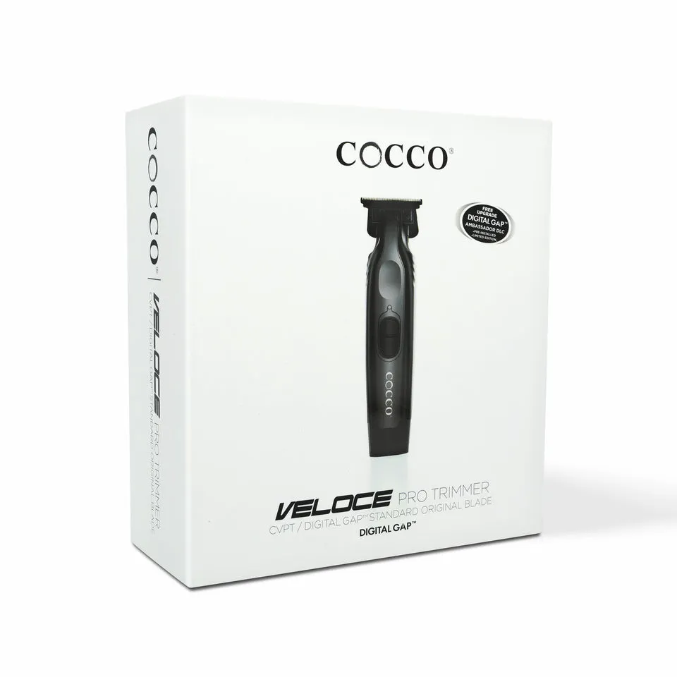 Cocco Veloce Pro Cordless Trimmer w/ Digital Gap Ambassador DLC Blade   Black Charging Stand (CVPT) Matte Black