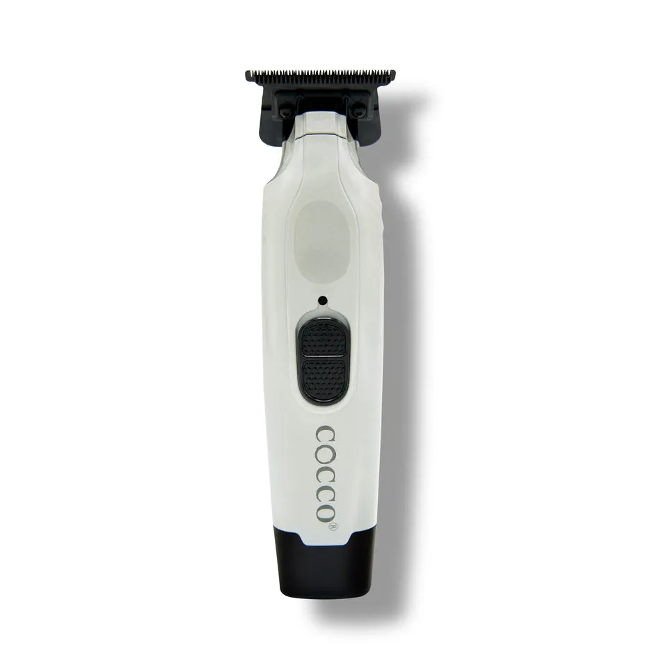 Cocco Veloce Pro Cordless Trimmer w/ Digital Gap Ambassador DLC Blade   Black Charging Stand (CVPT) Pearl White