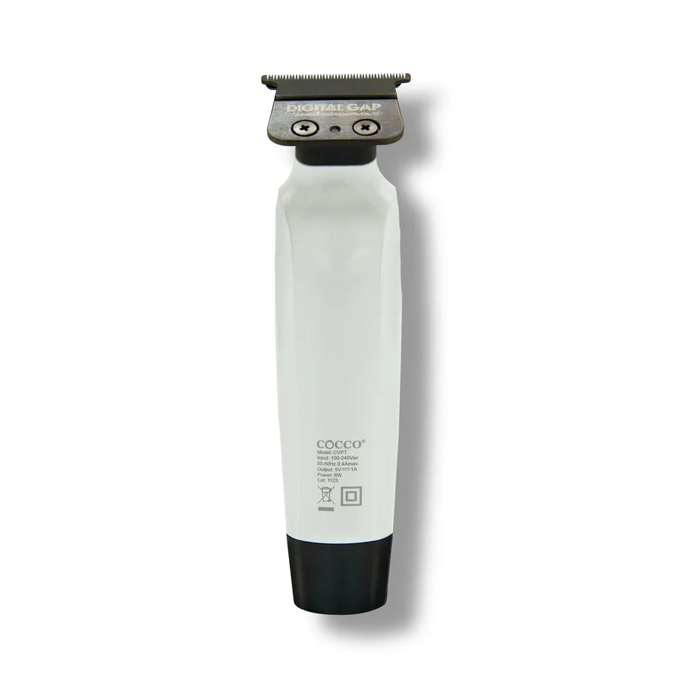 Cocco Veloce Pro Cordless Trimmer w/ Digital Gap Ambassador DLC Blade   Black Charging Stand (CVPT) Pearl White