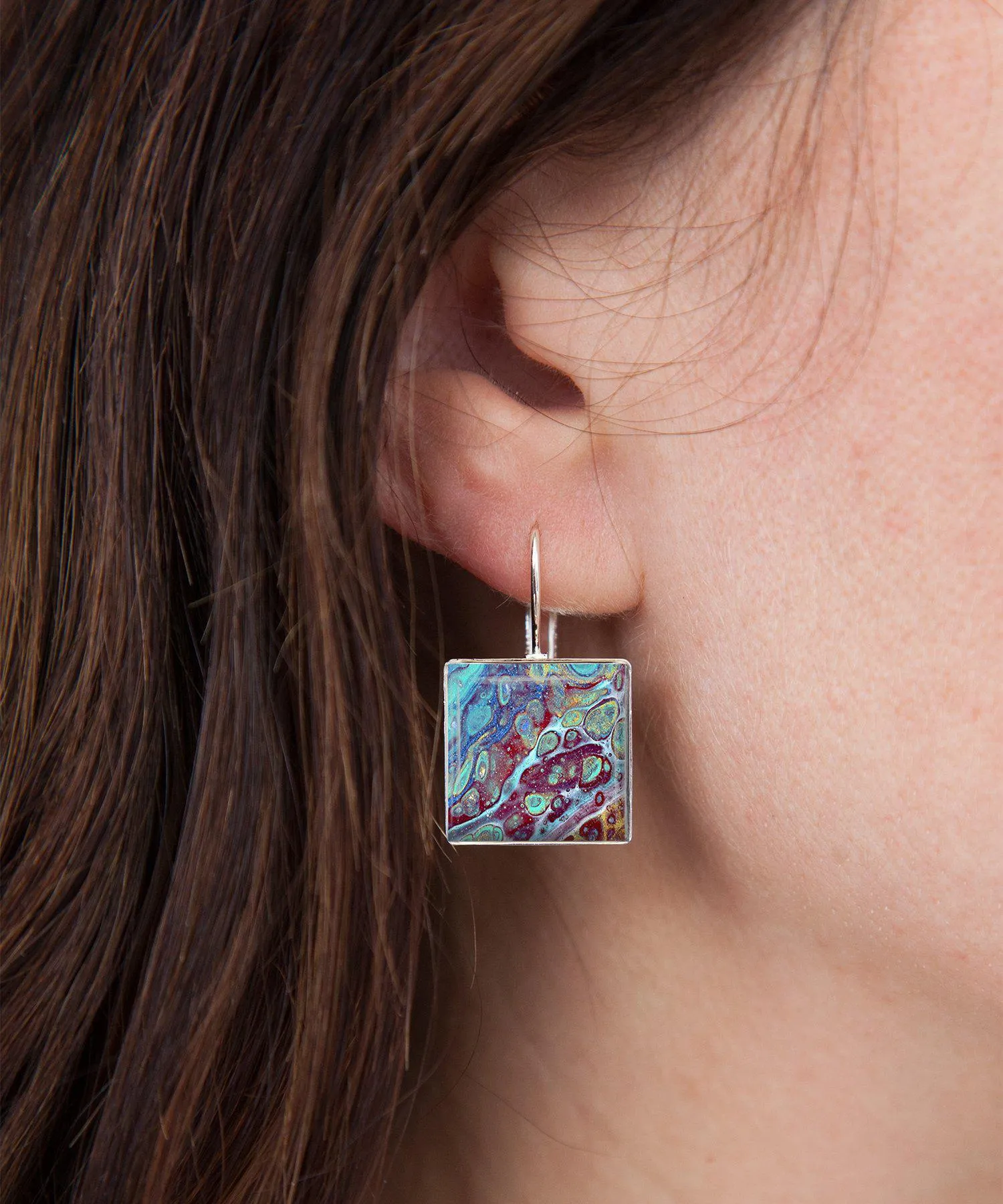 Coral Reef Square Dangle Earrings | Handmade Earrings | Beach Jewelry