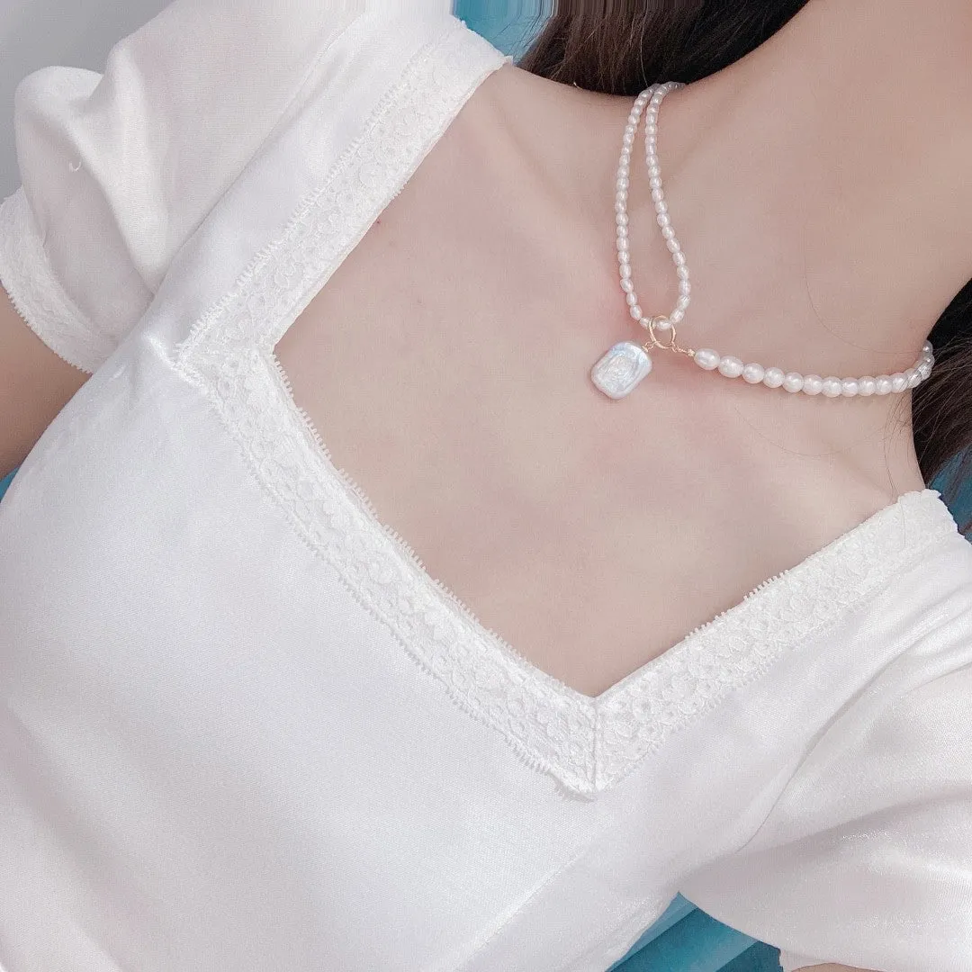 Creative multiple wear real freshwater pearl necklace