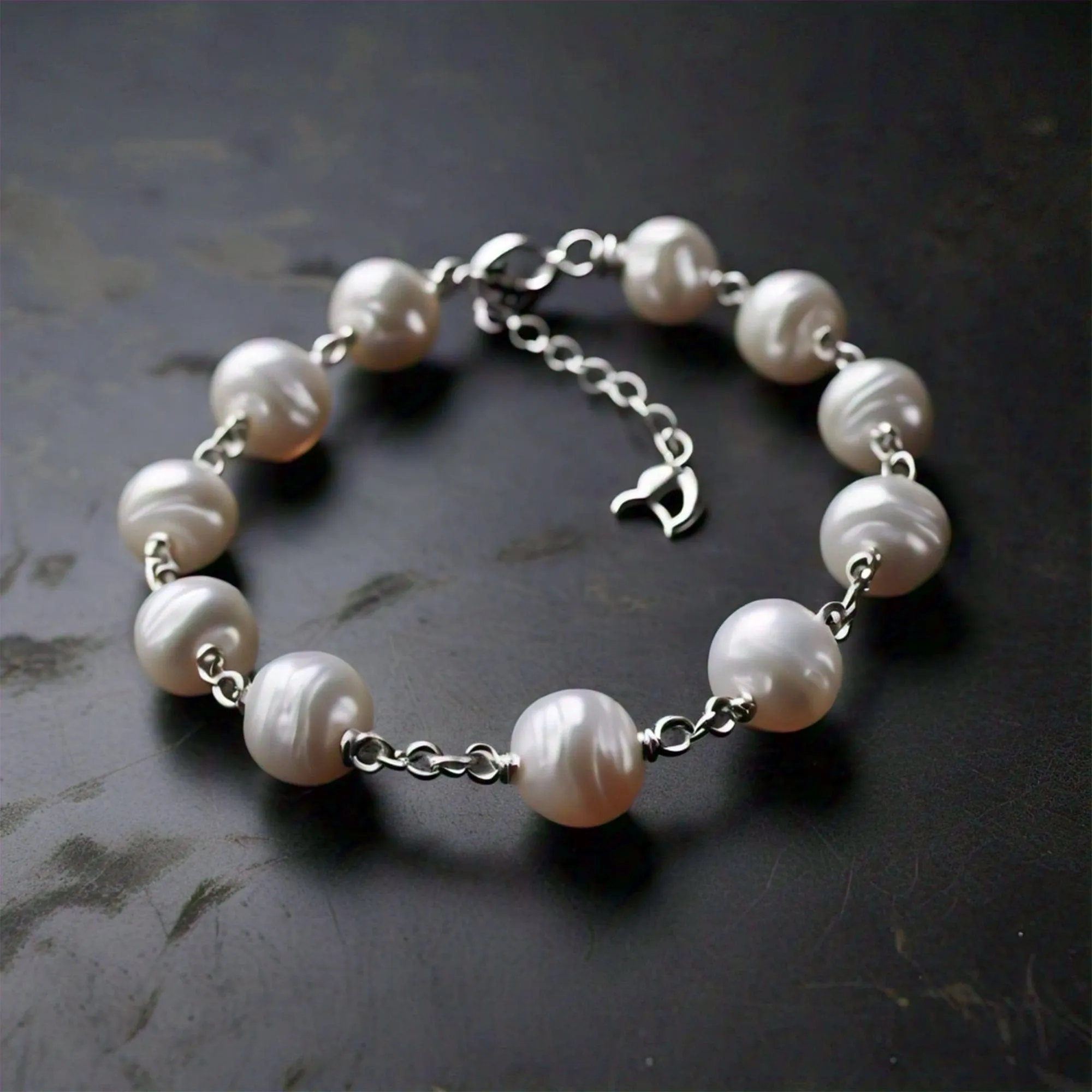 Cyrene Sterling Silver Real Natural Small Pearl Beads Bracelet