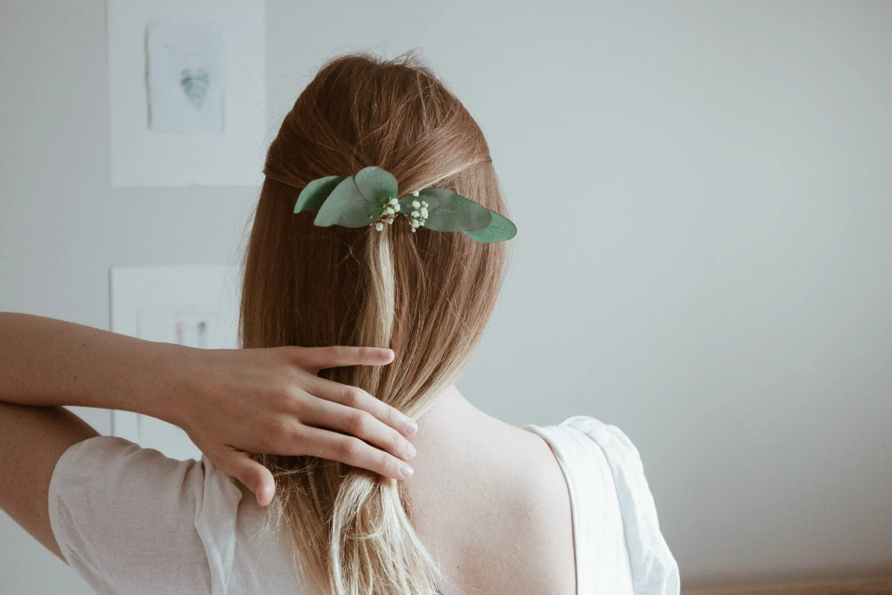 Eucalyptus Babys Breath Bridal Hair Comb, Boho Bridal Comb, eucalyptus comb, flower hair comb, bridesmaid comb, bridal flower comb