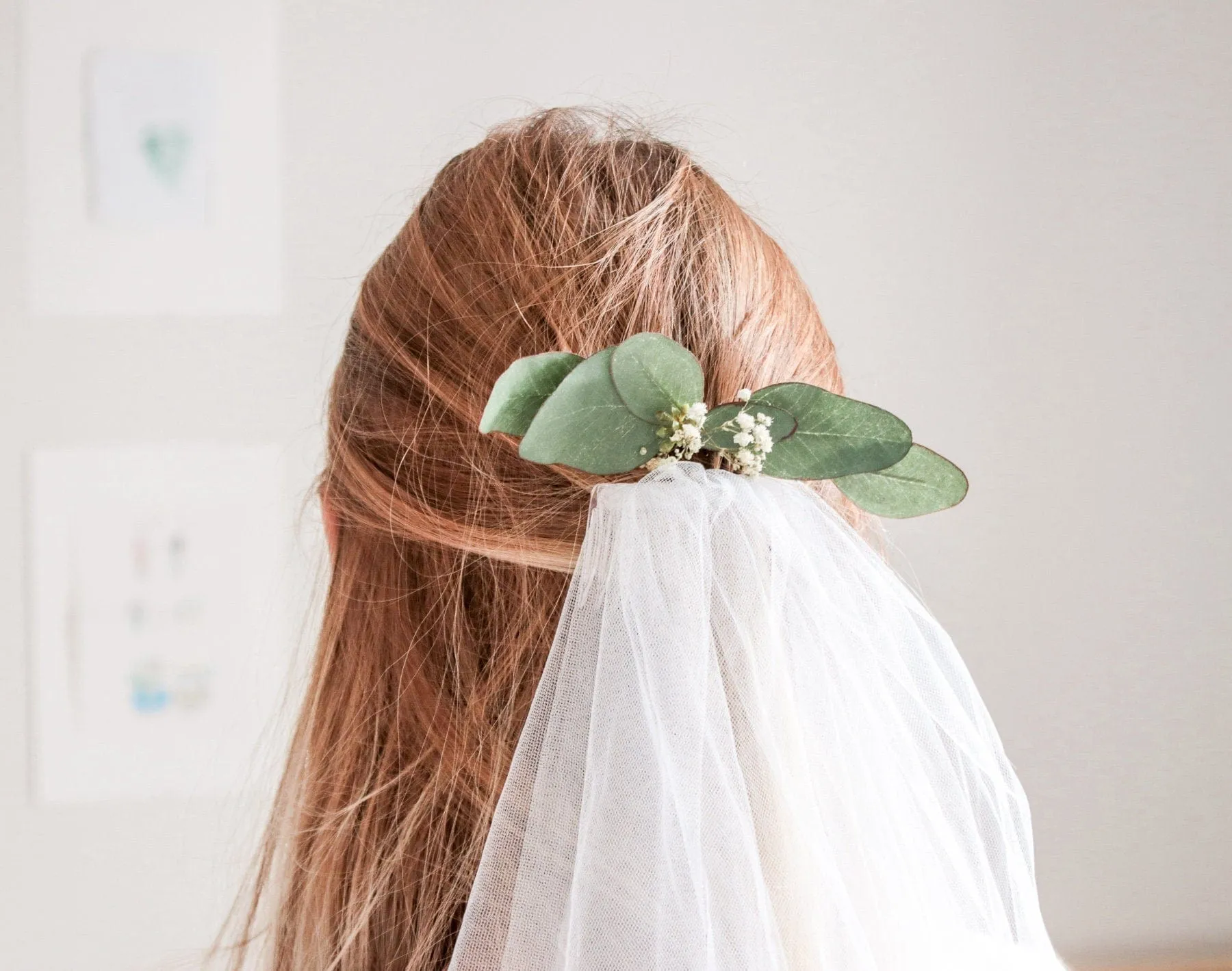 Eucalyptus Babys Breath Bridal Hair Comb, Boho Bridal Comb, eucalyptus comb, flower hair comb, bridesmaid comb, bridal flower comb
