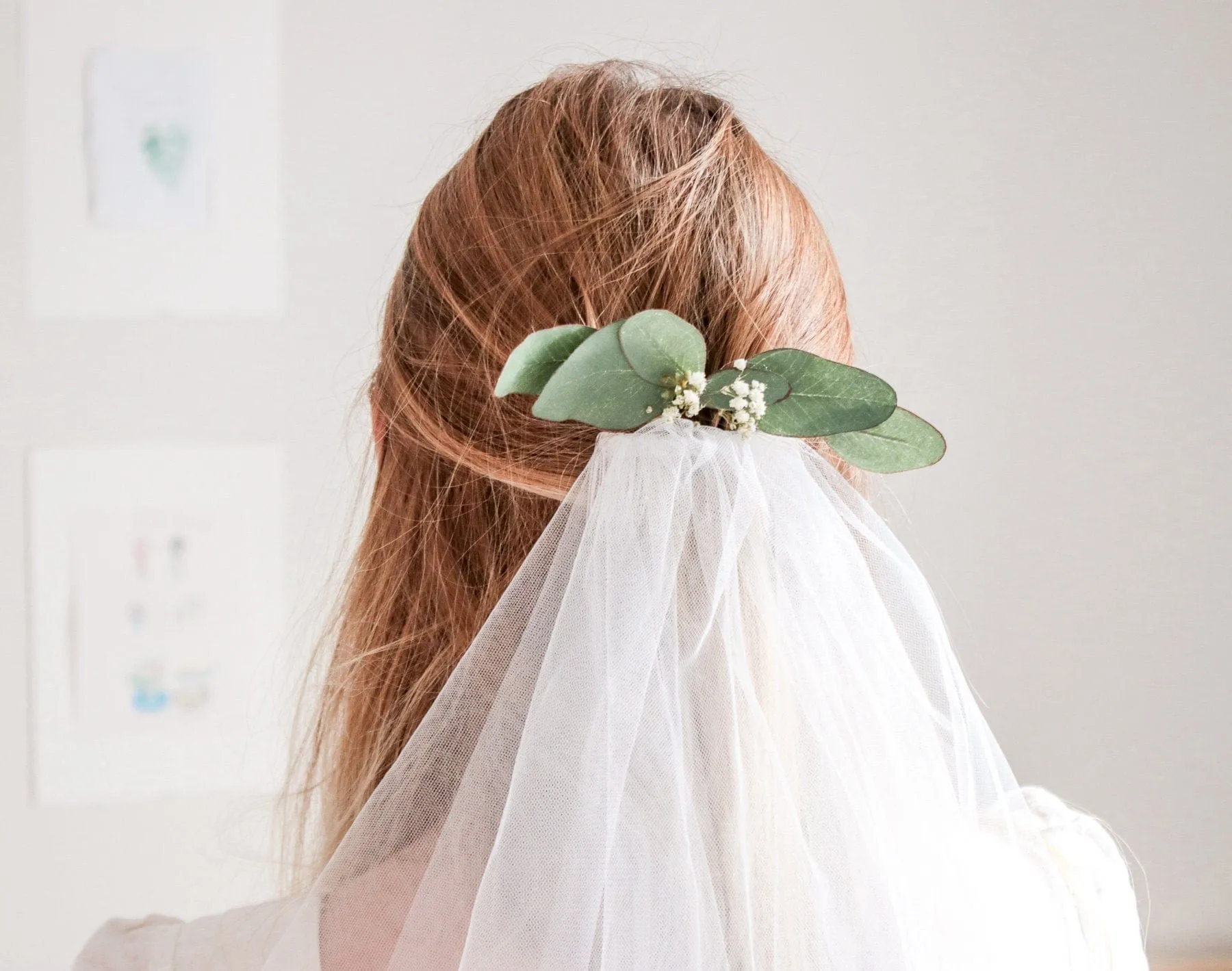 Eucalyptus Babys Breath Bridal Hair Comb, Boho Bridal Comb, eucalyptus comb, flower hair comb, bridesmaid comb, bridal flower comb