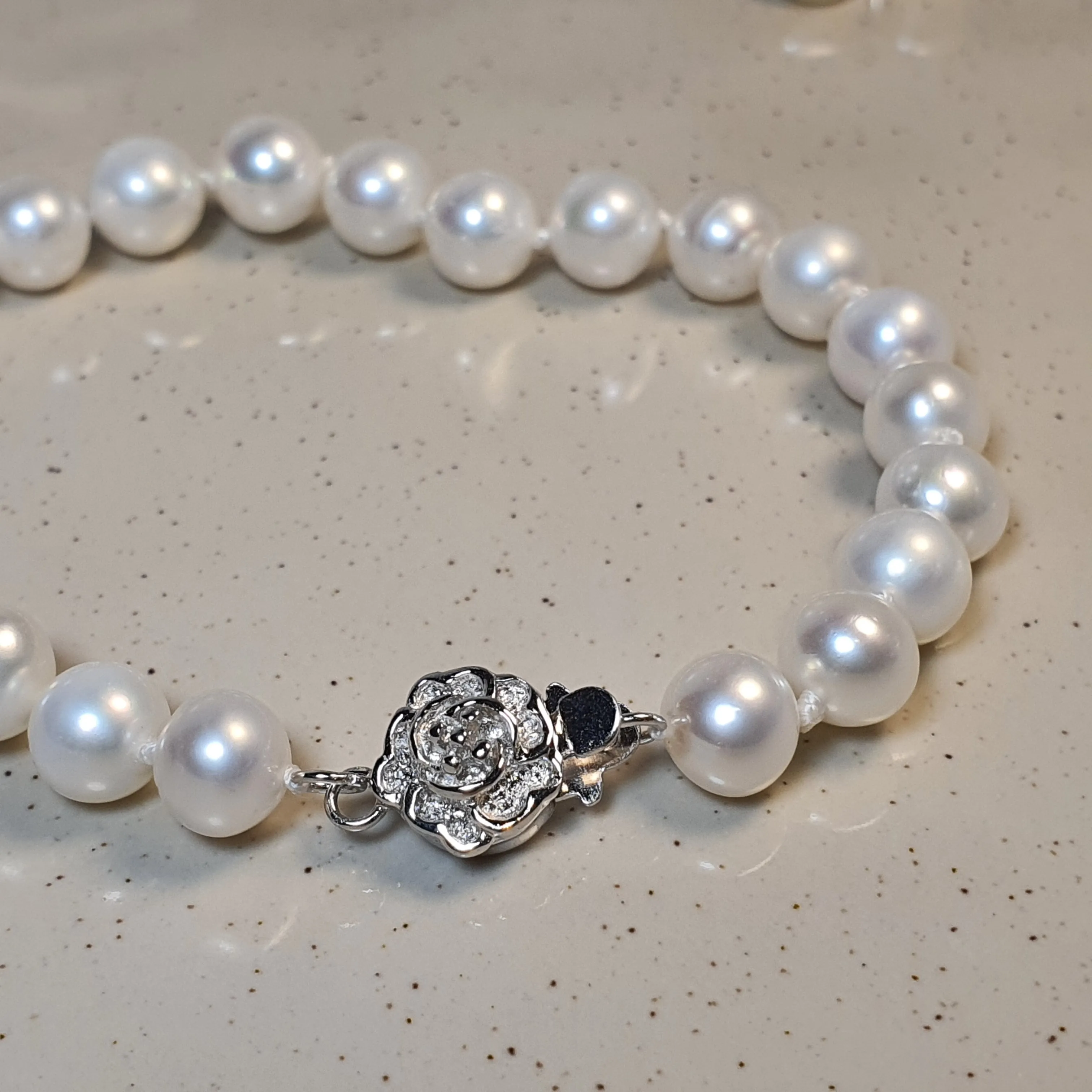 Freshwater Cultured Pearl Floral Bracelet, Sterling Silver