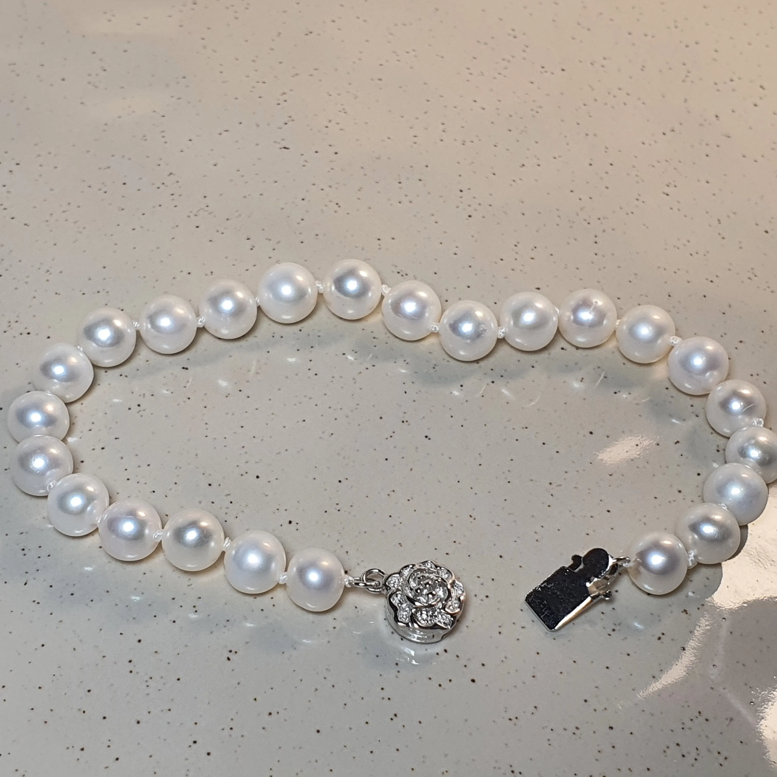 Freshwater Cultured Pearl Floral Bracelet, Sterling Silver