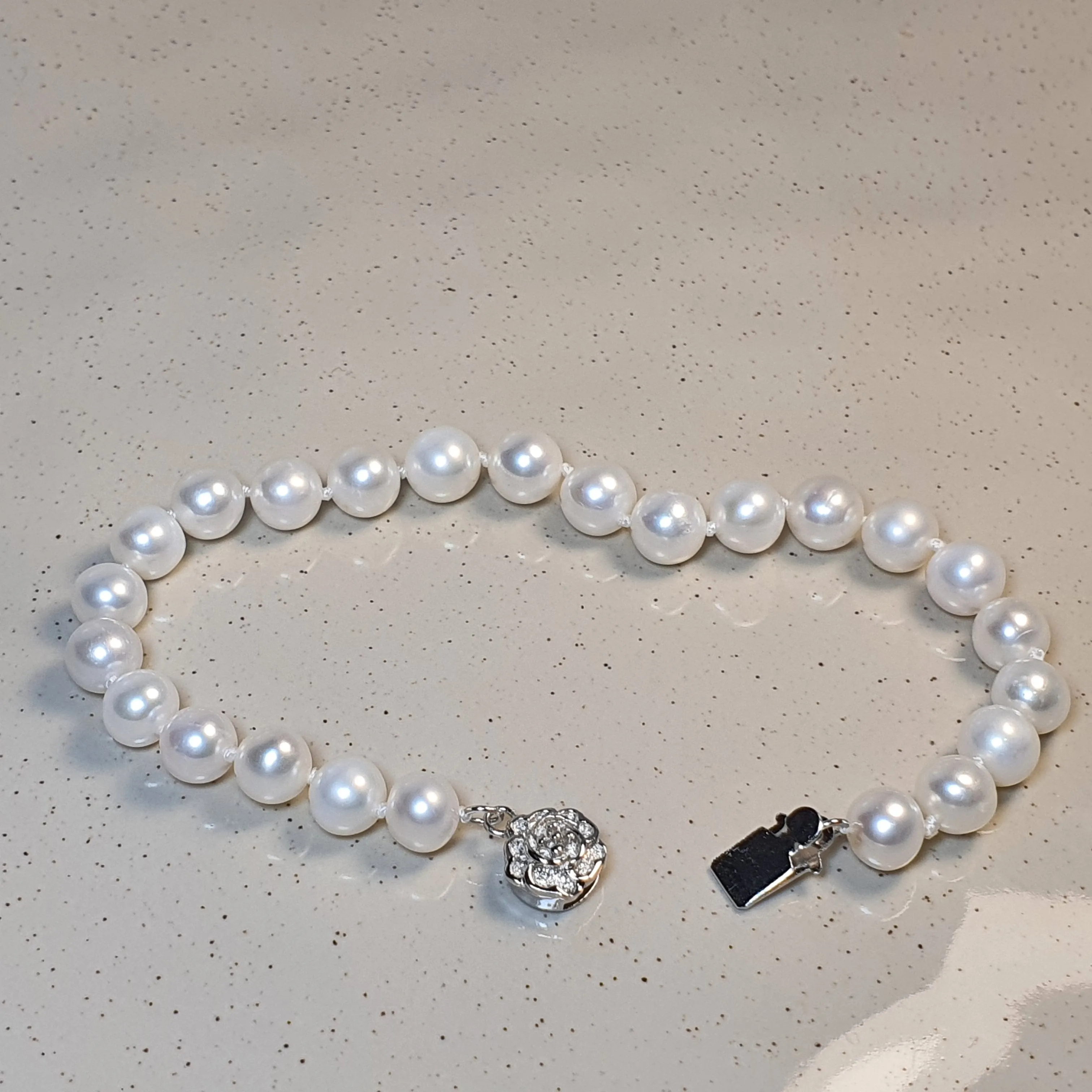 Freshwater Cultured Pearl Floral Bracelet, Sterling Silver