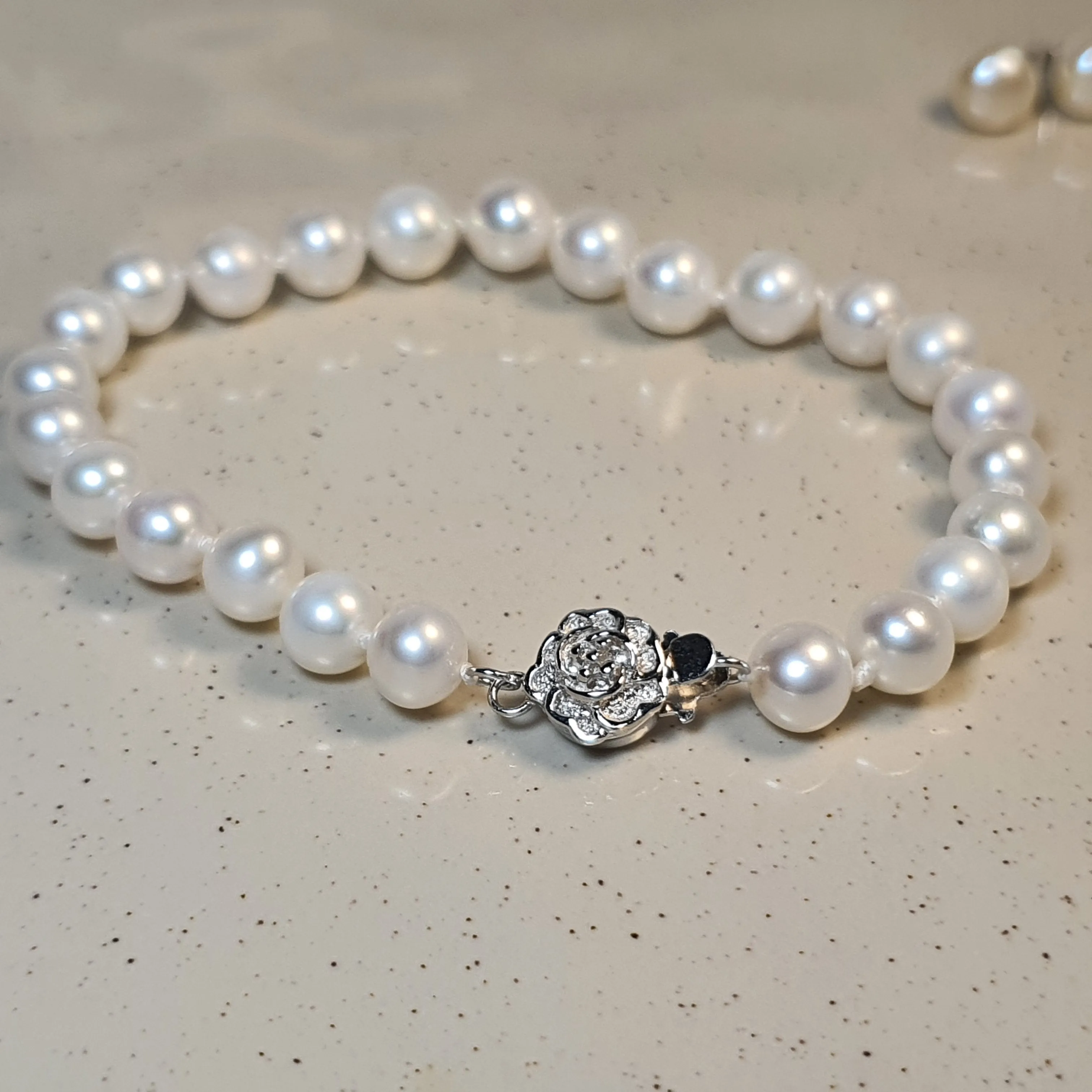 Freshwater Cultured Pearl Floral Bracelet, Sterling Silver