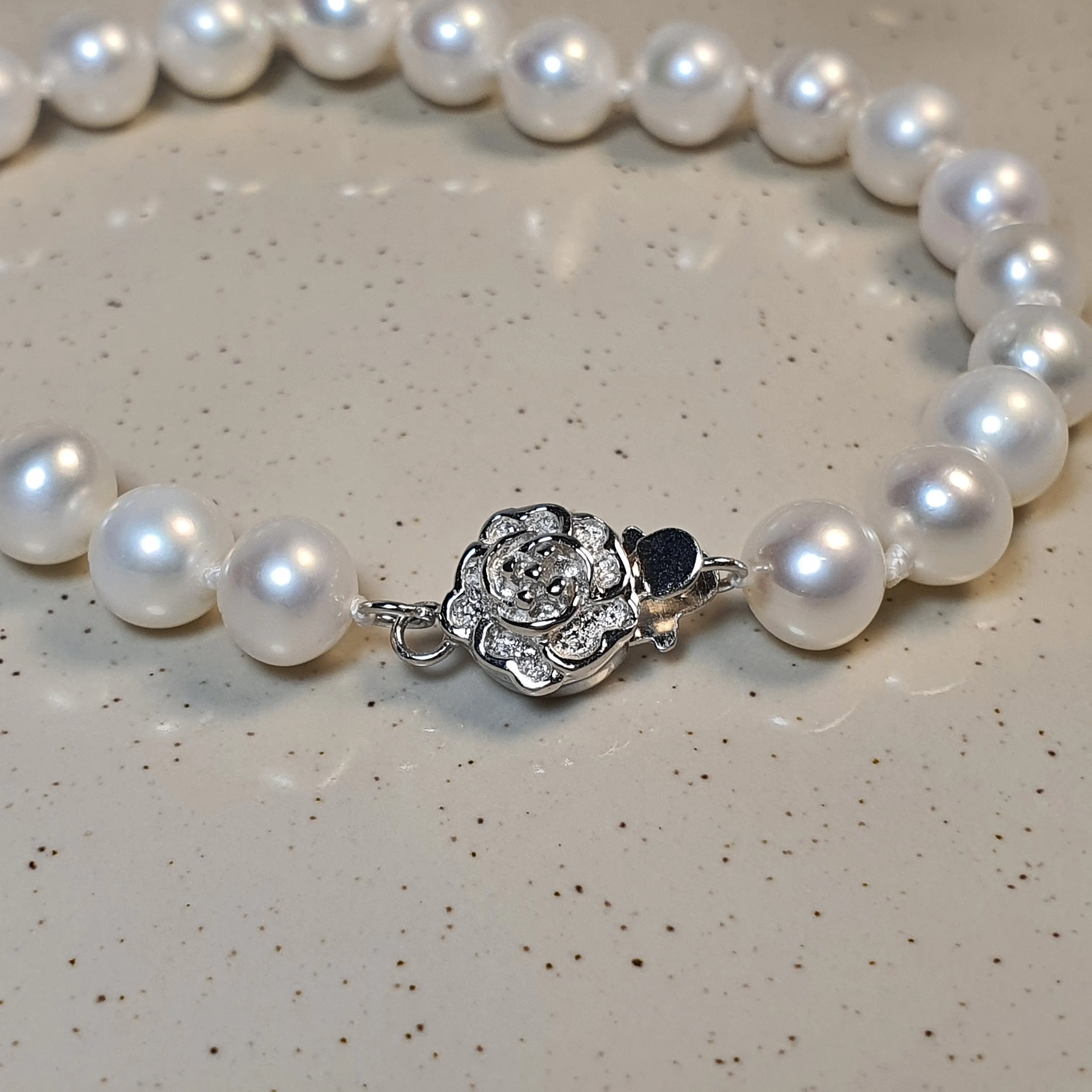 Freshwater Cultured Pearl Floral Bracelet, Sterling Silver