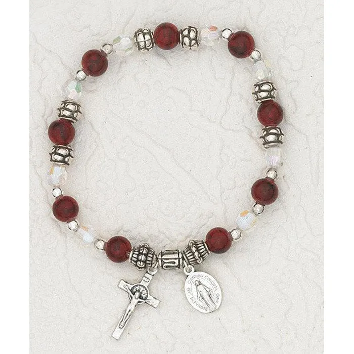 GARNET- Italian Faux Birthstone Stretch Bracelet