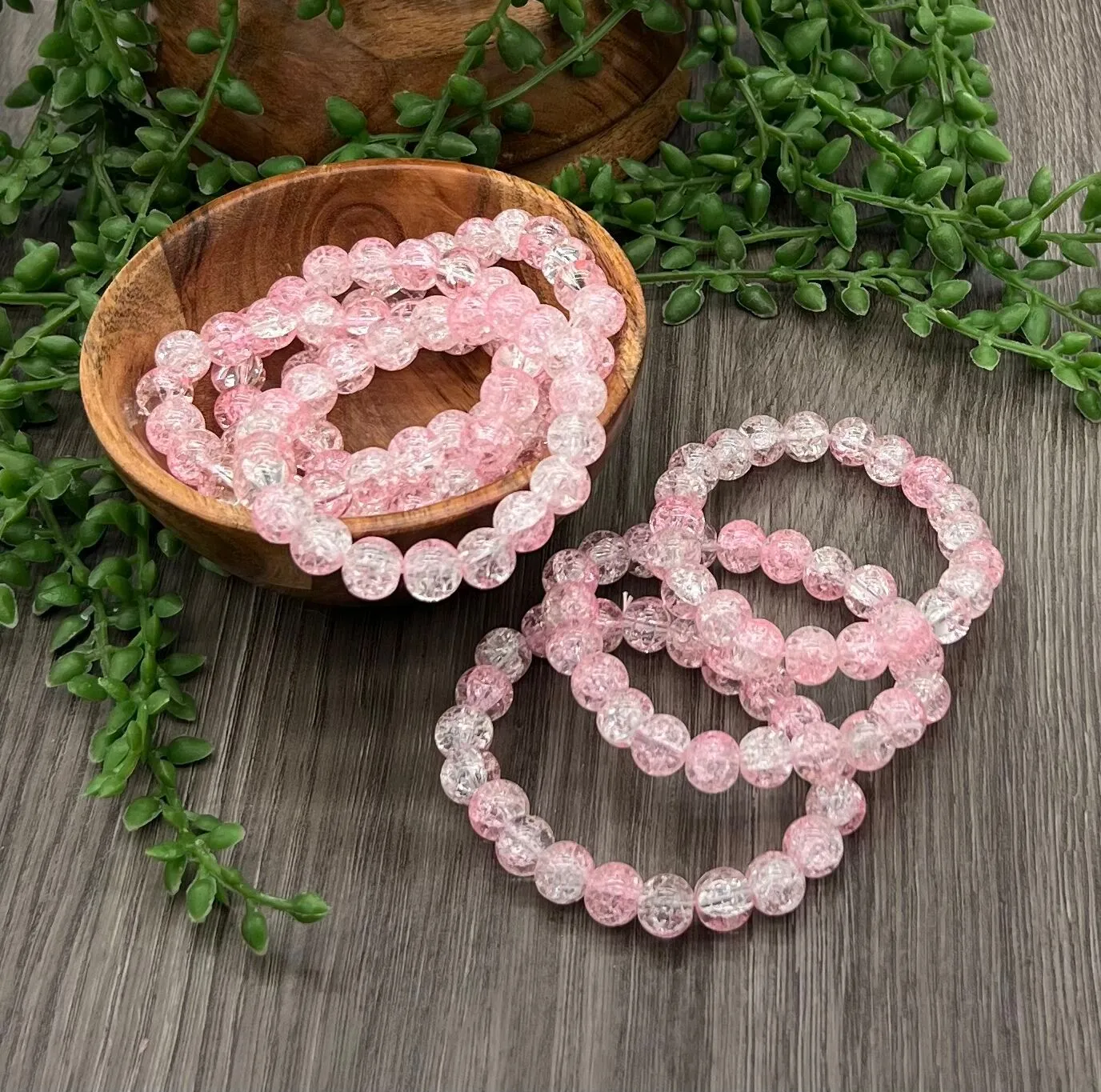 Glass Crackle Bracelet (Man-Made) 10mm