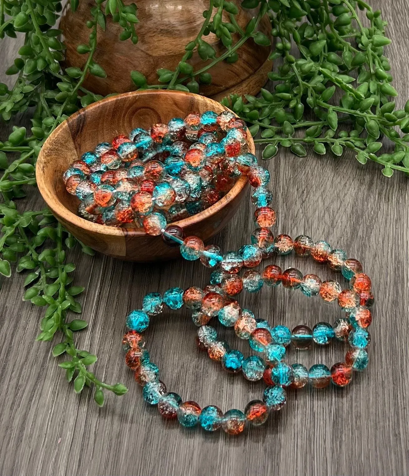 Glass Crackle Bracelet (Man-Made) 10mm
