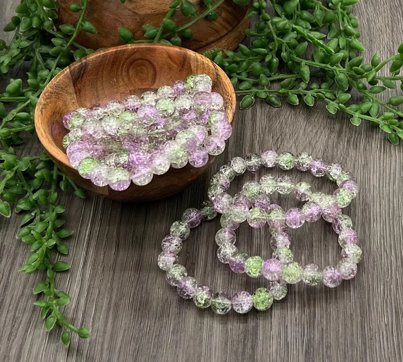 Glass Crackle Bracelet (Man-Made) 10mm