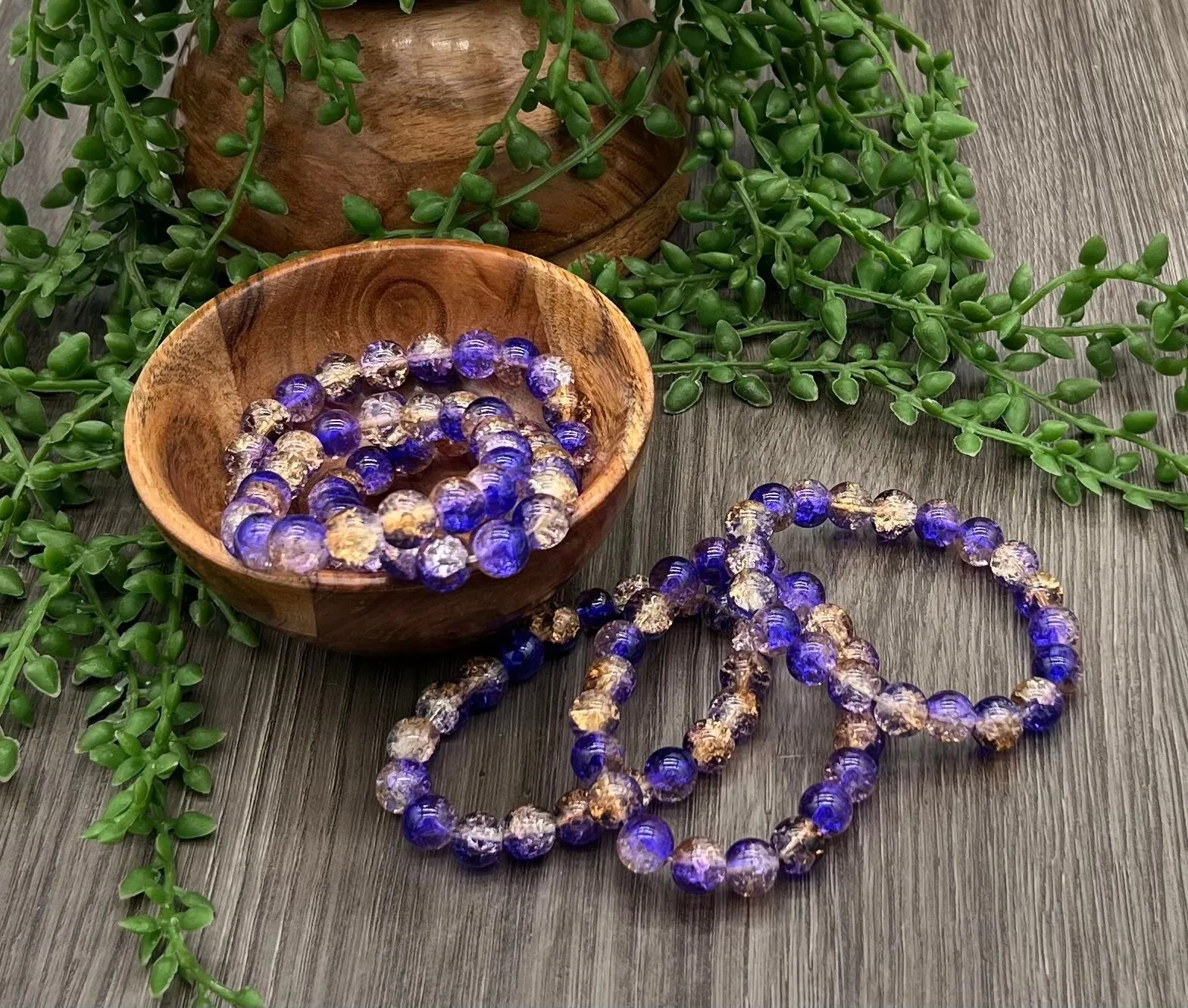 Glass Crackle Bracelet (Man-Made) 10mm