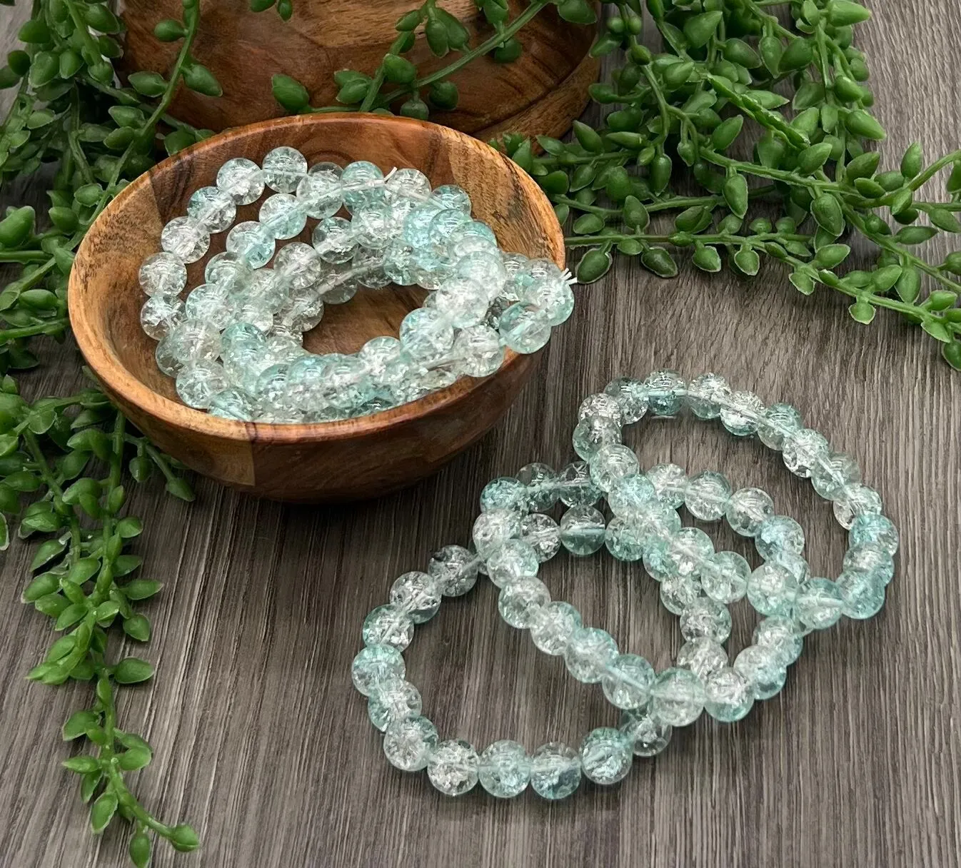 Glass Crackle Bracelet (Man-Made) 10mm