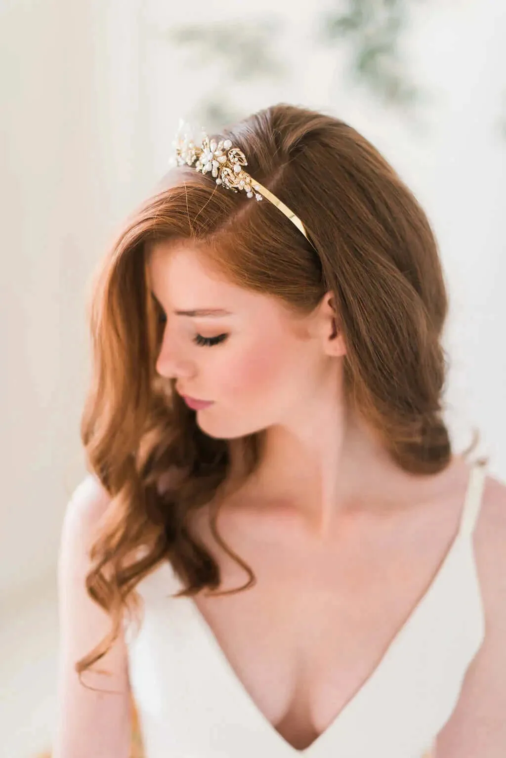 Gold bridal tiara - Quartz headpiece - Style 3105