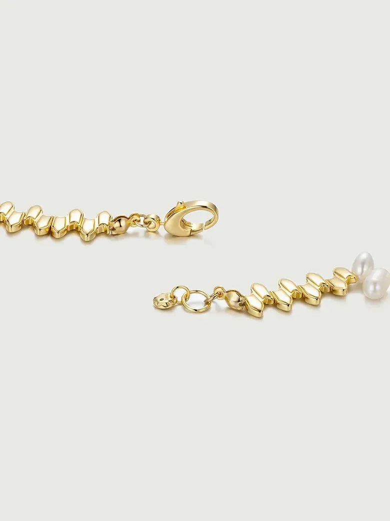 Gothic Windowpane Baroque Pearls Bracelet