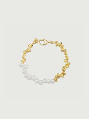 Gothic Windowpane Baroque Pearls Bracelet