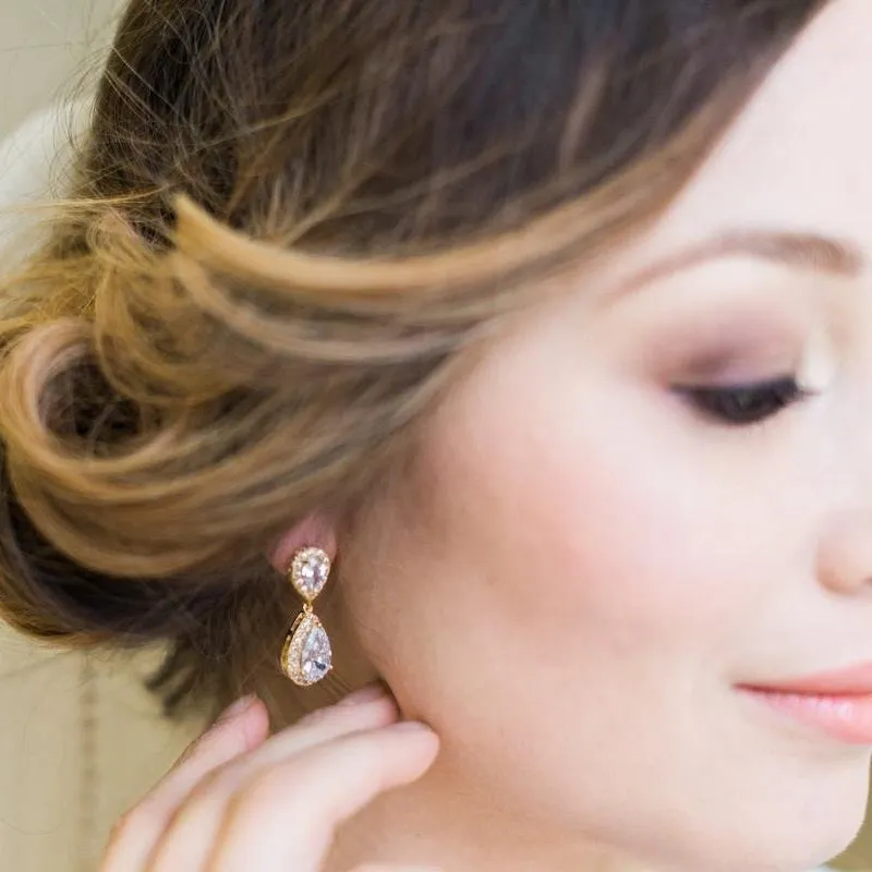 Jodie, Crystal & Gold Clip-on Earrings