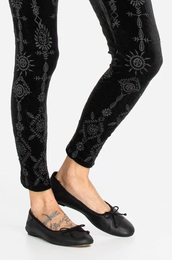 Johnny Was Althea Velvet Legging Leggings Pants Black Floral Embroidered New