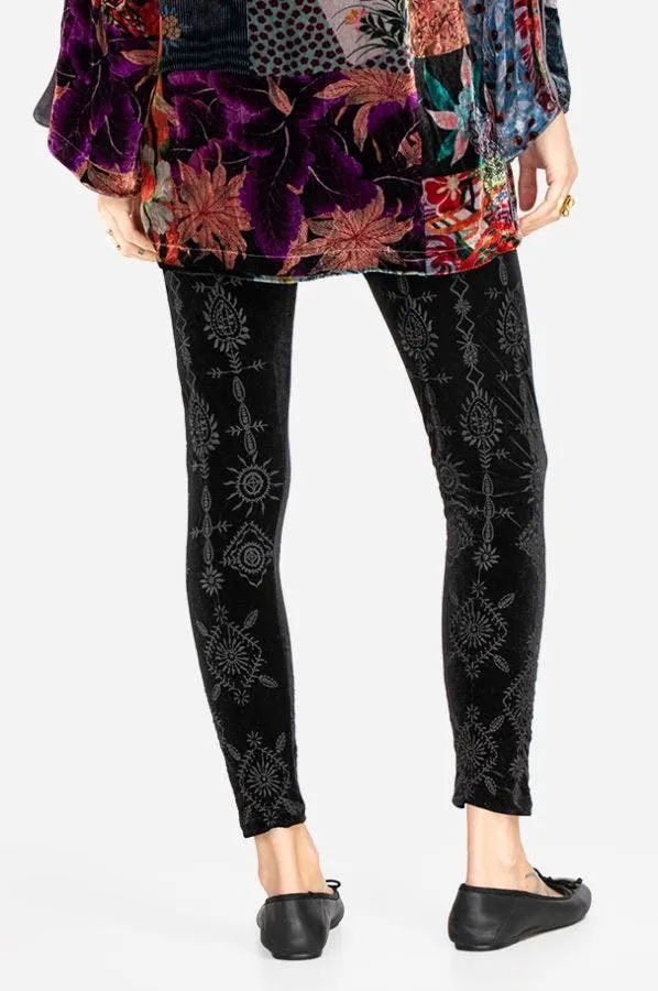 Johnny Was Althea Velvet Legging Leggings Pants Black Floral Embroidered New