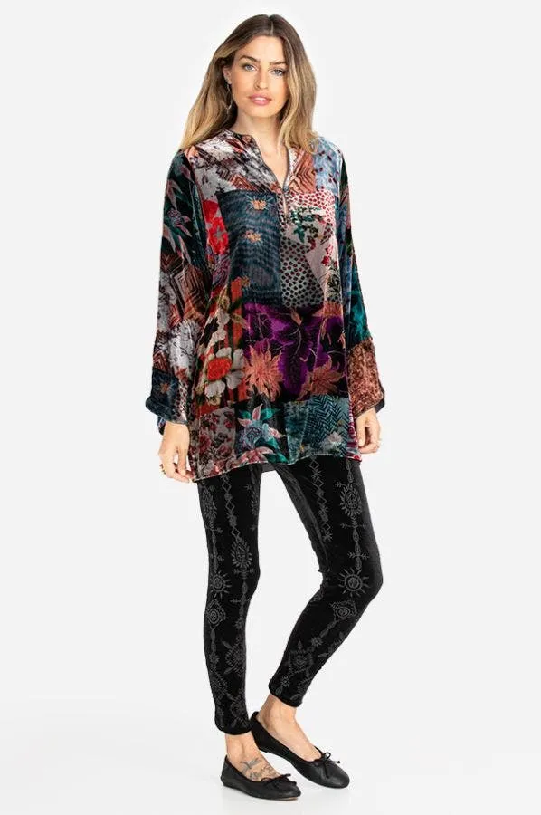 Johnny Was Althea Velvet Legging Leggings Pants Black Floral Embroidered New