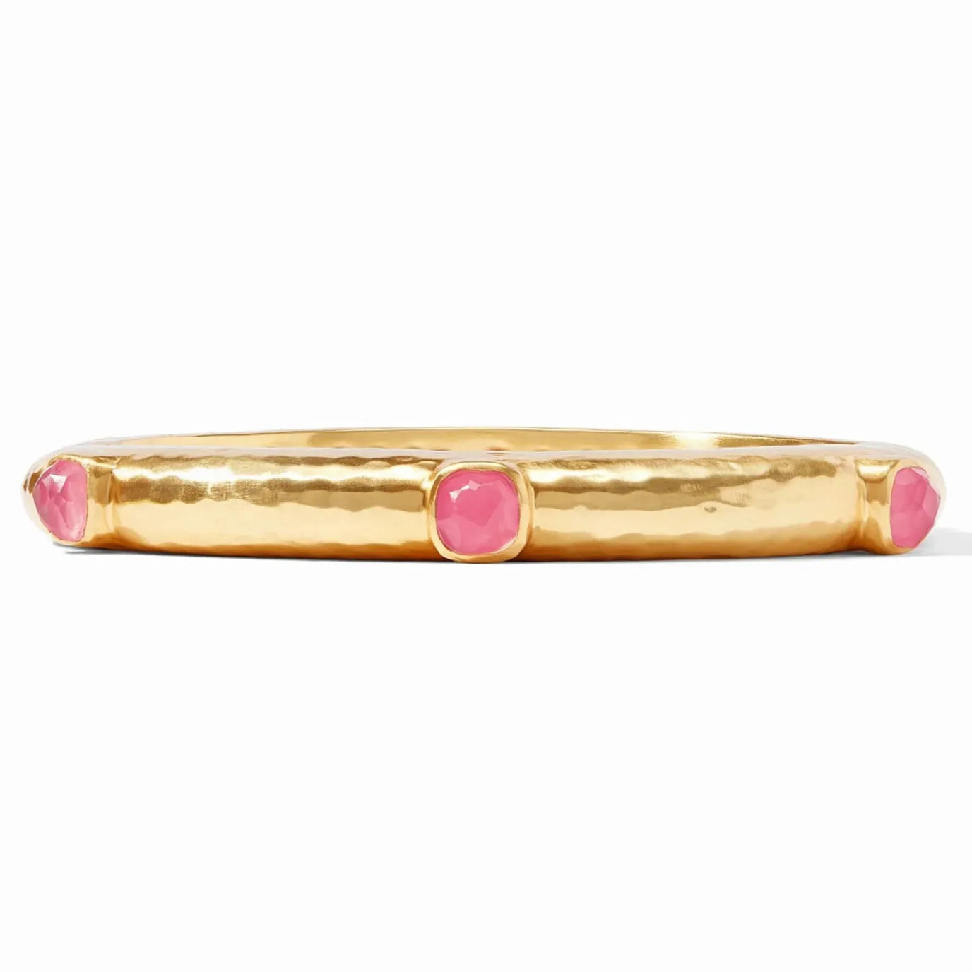 Julie Vos | Catalina Hinge Bangle with Peony Pink Crystals in Gold