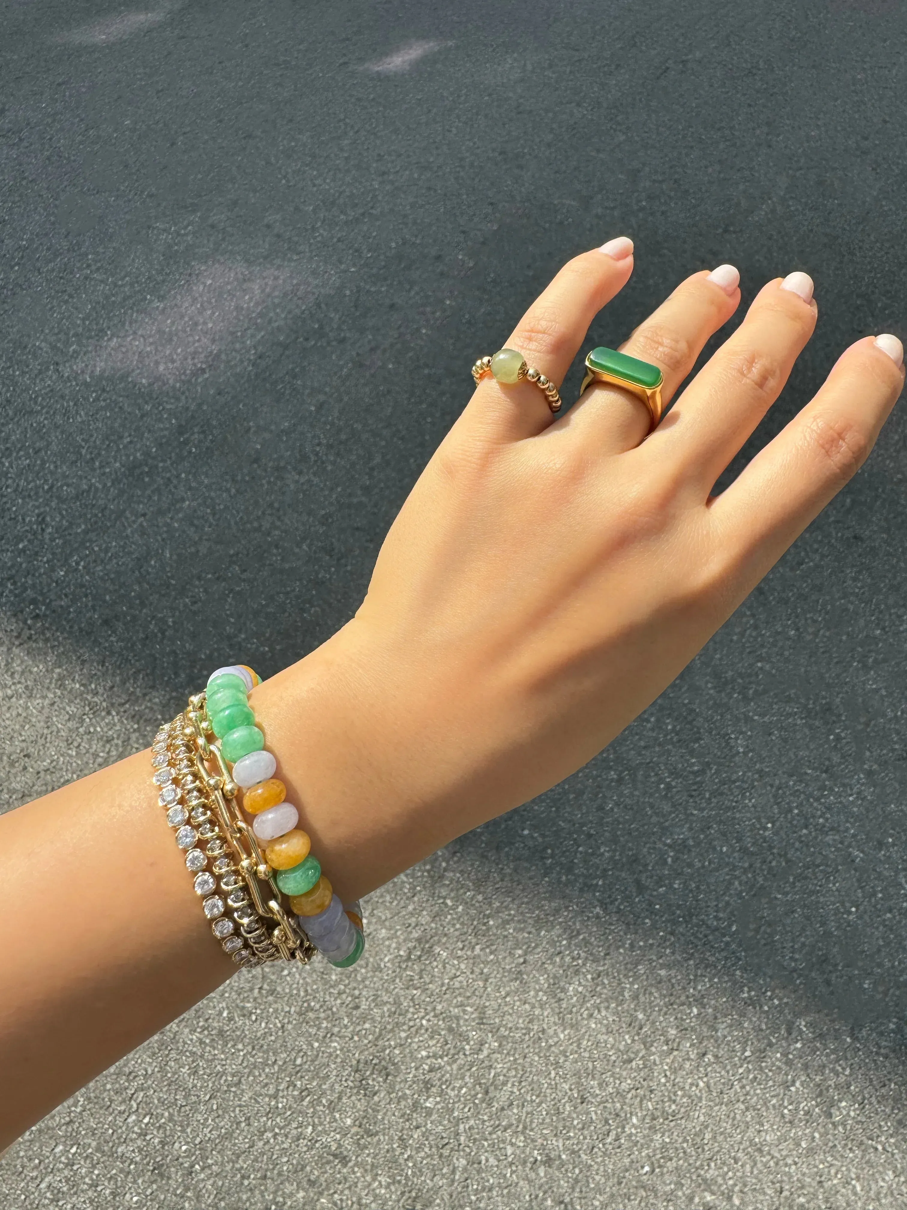 Lavender Field — Beaded Jade Bracelet