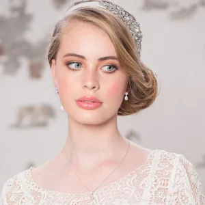 Maria Bridal Jewellery Set, Silver Crystal Teardrop Earrings & Pendant