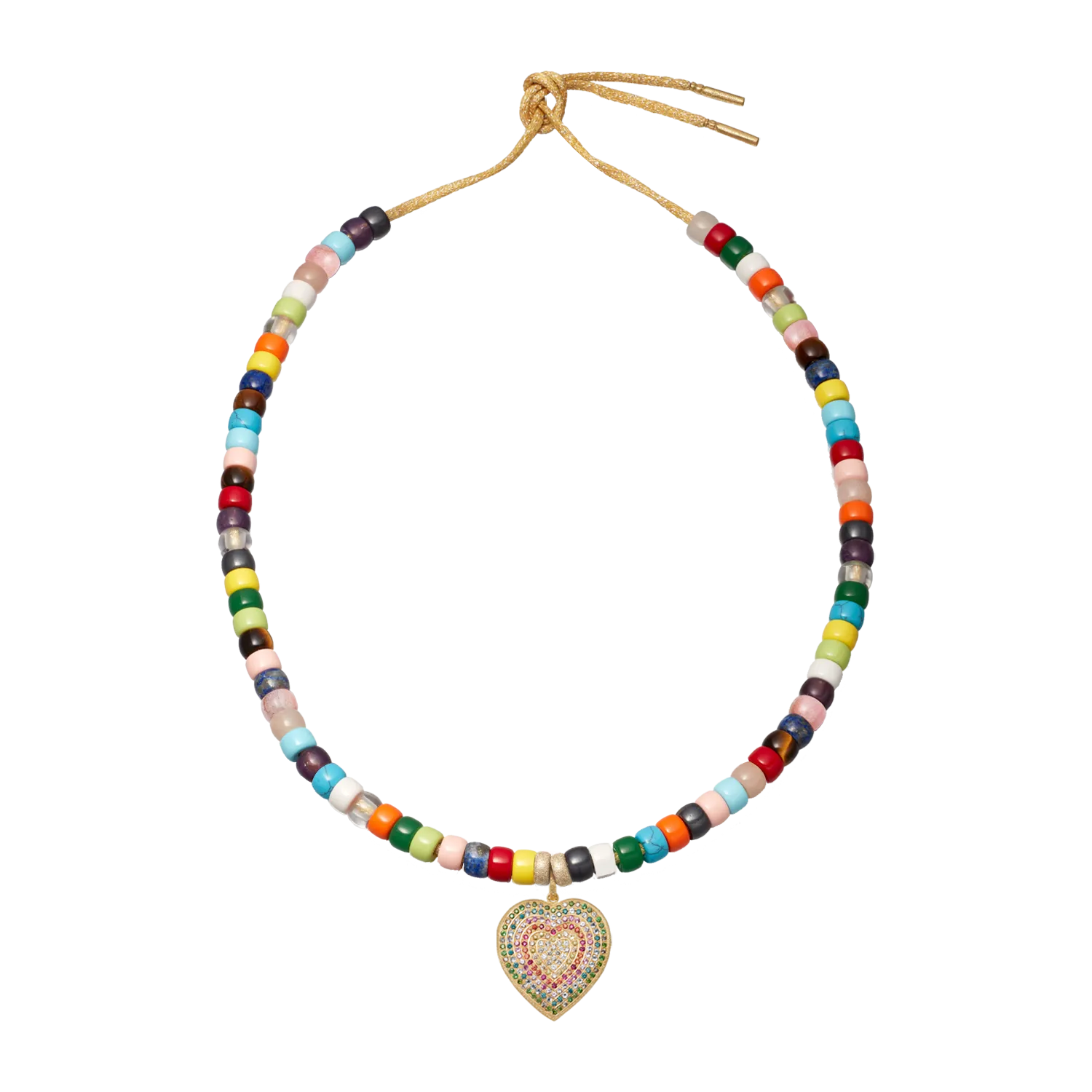 Miami FORTE Beads Necklace with Pavé Cuore Pendant