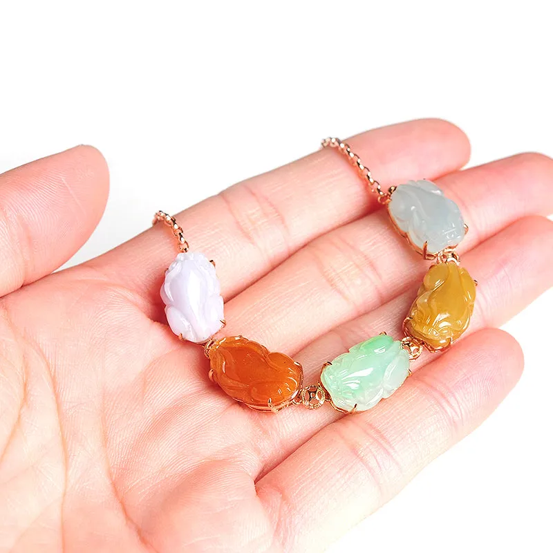 Natural Jade Bracelet Jadeite Gold Pixiu Bracelet BT04