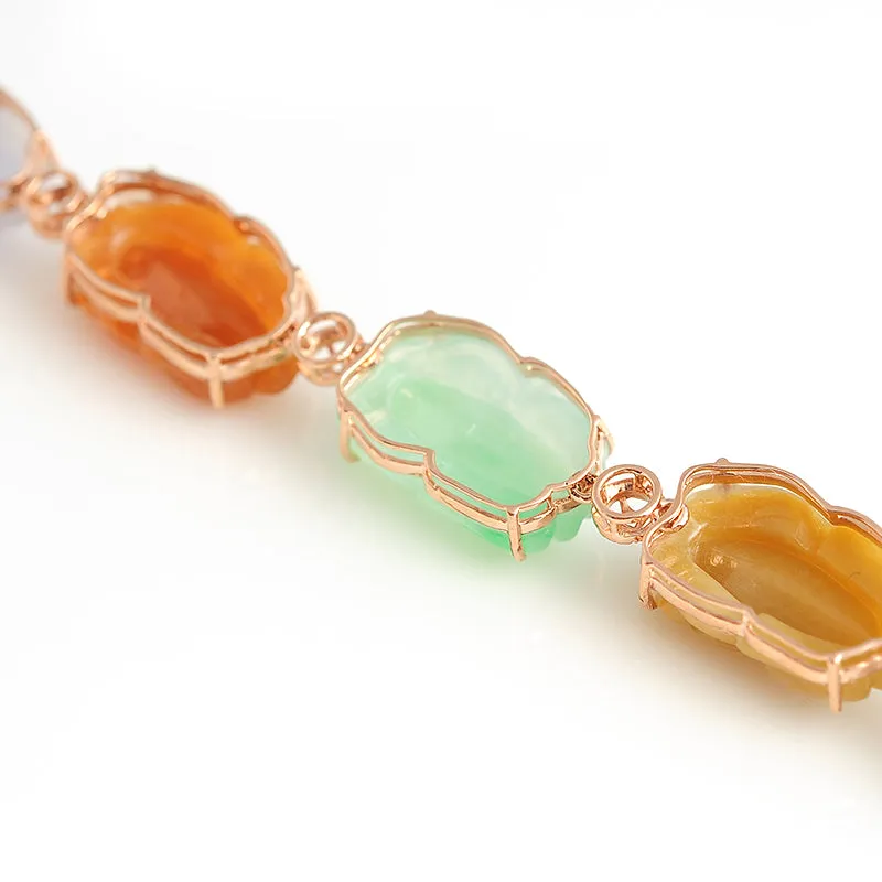 Natural Jade Bracelet Jadeite Gold Pixiu Bracelet BT04