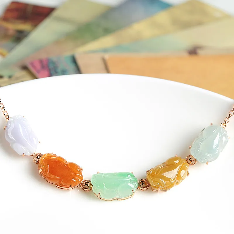 Natural Jade Bracelet Jadeite Gold Pixiu Bracelet BT04