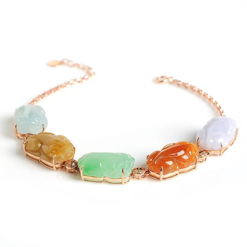 Natural Jade Bracelet Jadeite Gold Pixiu Bracelet BT04