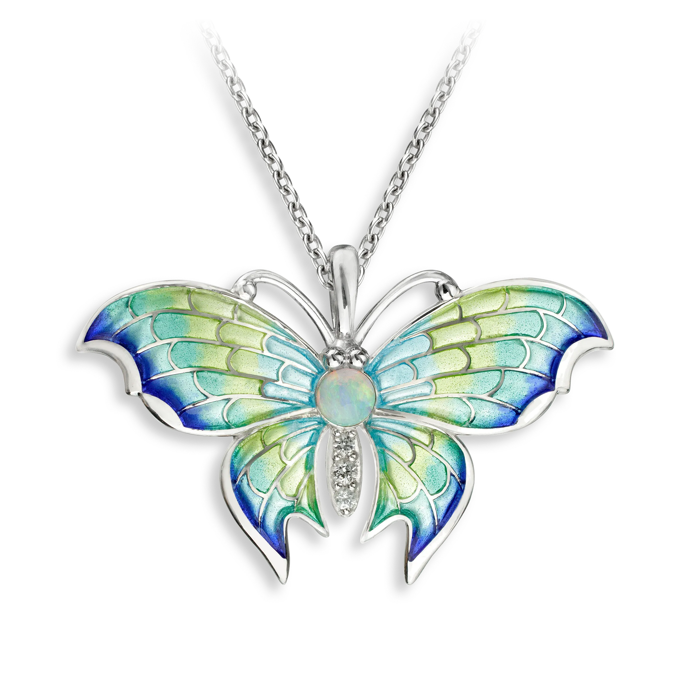 Nicole Barr Butterfly Plique-a-jour Opal Necklace