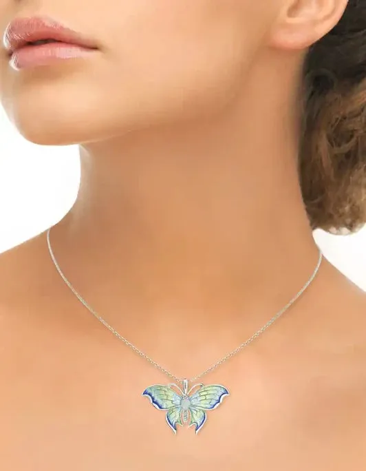 Nicole Barr Butterfly Plique-a-jour Opal Necklace